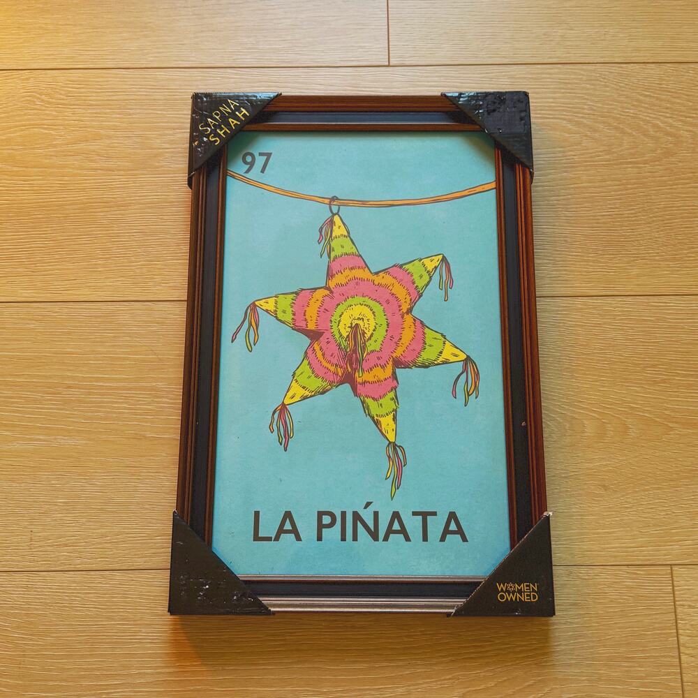RARE La Piñata #97 Lotería Framed Print by Sapna Shah 12 x 18